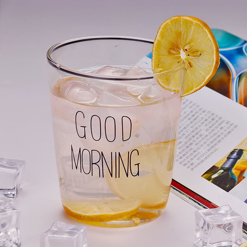 Can add LOGO microwave oven glass breakfast cup Creative glass Japanese -style home Good Morning Morning Morning Cup 4