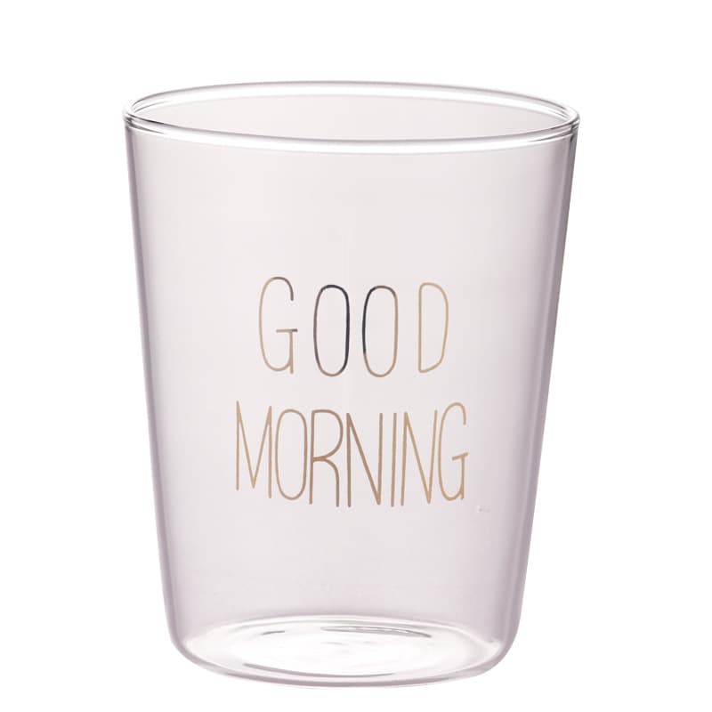 Can add LOGO microwave oven glass breakfast cup Creative glass Japanese -style home Good Morning Morning Morning Cup 5