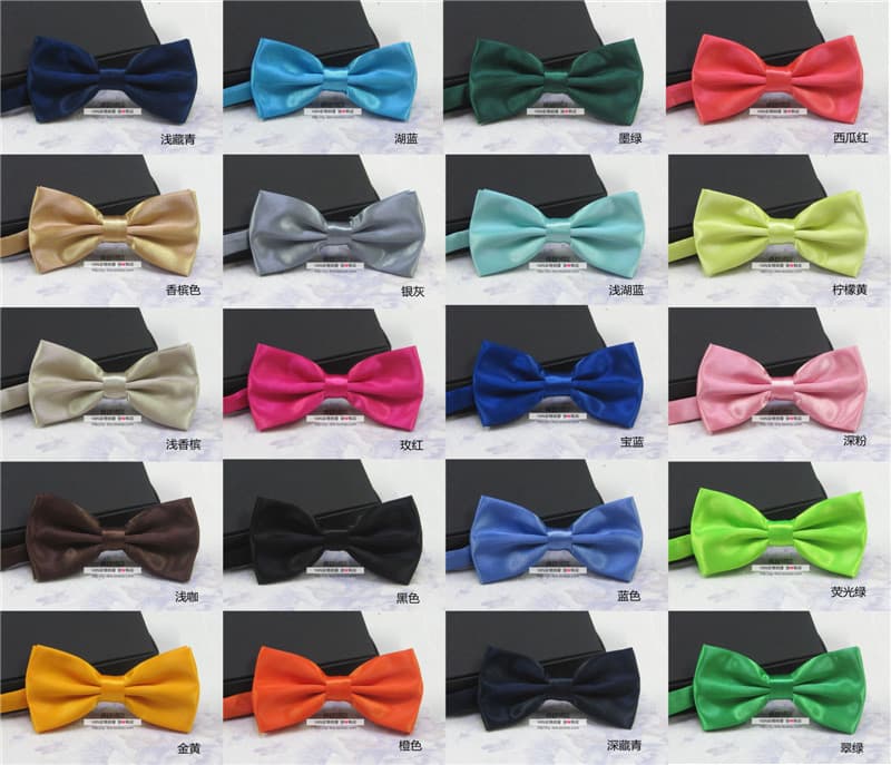 (Wholesale), men's solid color fashionable casual multicoloured bow tie for adults with bow, polyester 3
