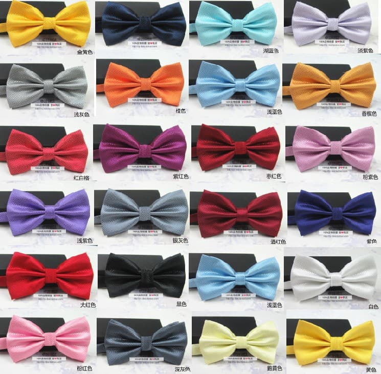 (Wholesale), men's solid color fashionable casual multicoloured bow tie for adults with bow, polyester 4