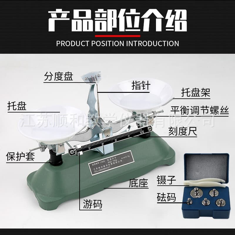 Tray balance 200g100g500g1000g weight rack tray balance teaching balance physics student balance 3