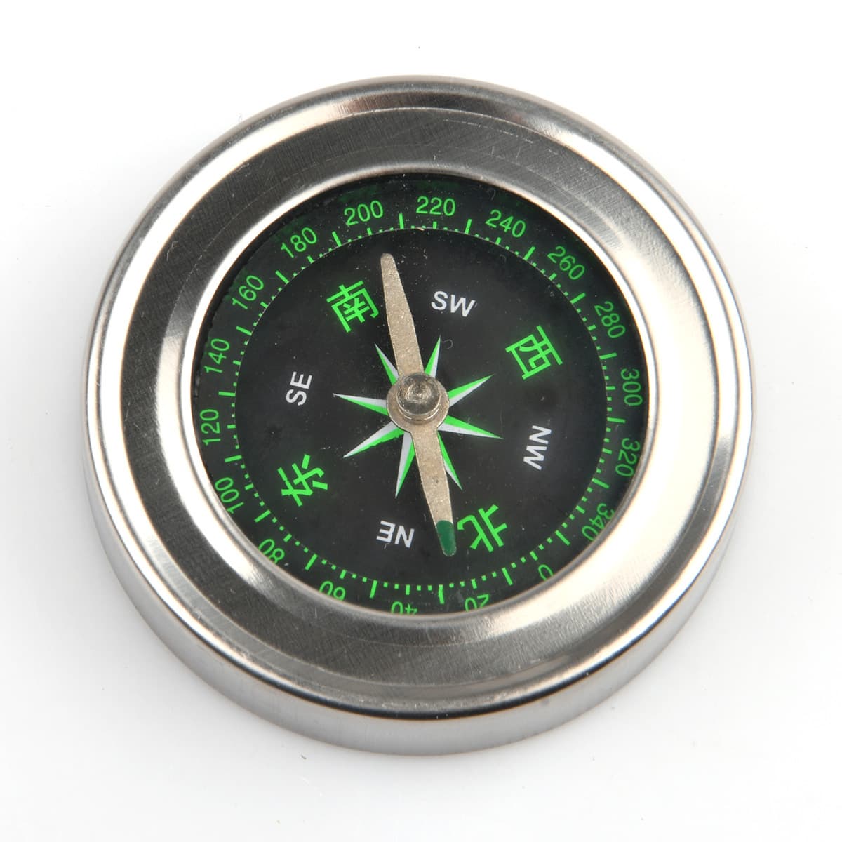 Stainless steel metal shell compass diameter 60mm American portable wild adventure pointed north needle 56G
