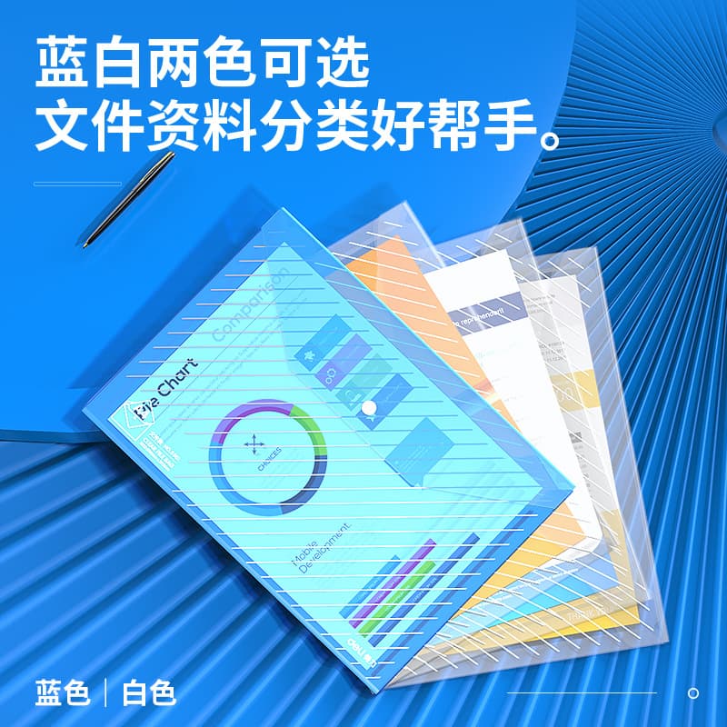 Single price Deli 5501 file bag A4 transparent briefcase snap button information bag file bag 2