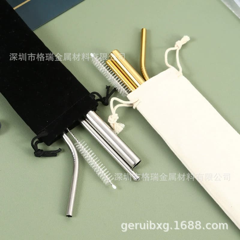(Cross-border trading), straw stainless steel, set 3