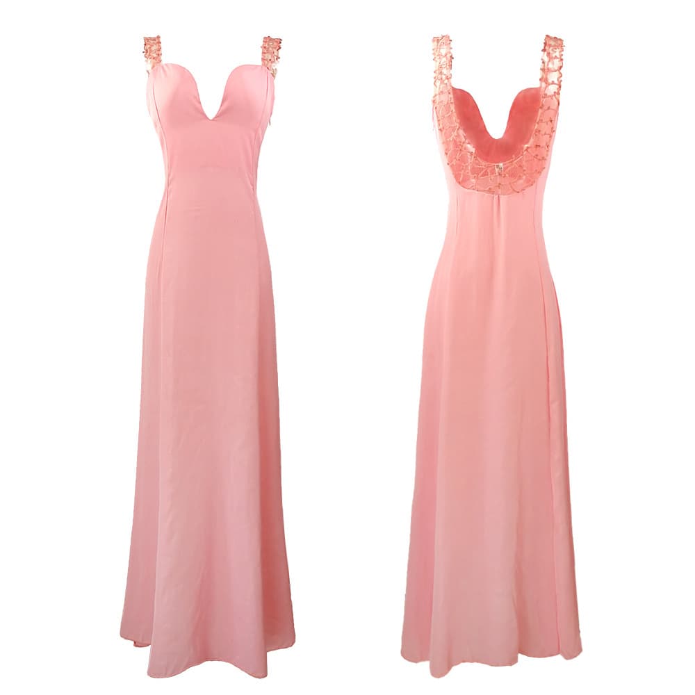 (Cross-border trading), fuchsia fashionable shiffon evening dress, long skirt, 2022 collection, V-neckline, graduation party 5