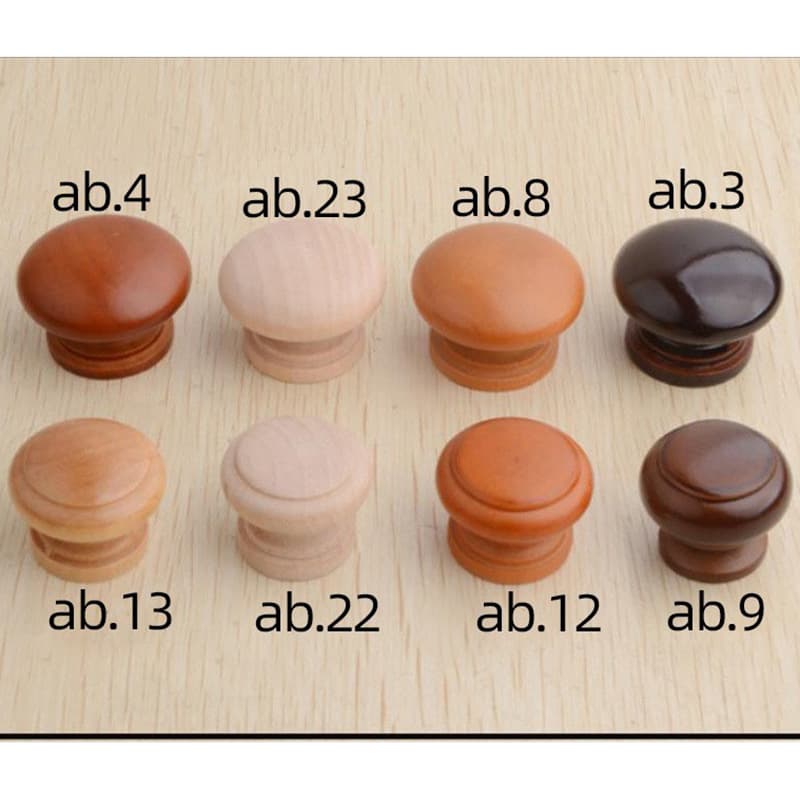 Solid wood furniture pull hands handle handle wooden handle wooden cabinet door handle single -hole round lotus thumb thumb 3