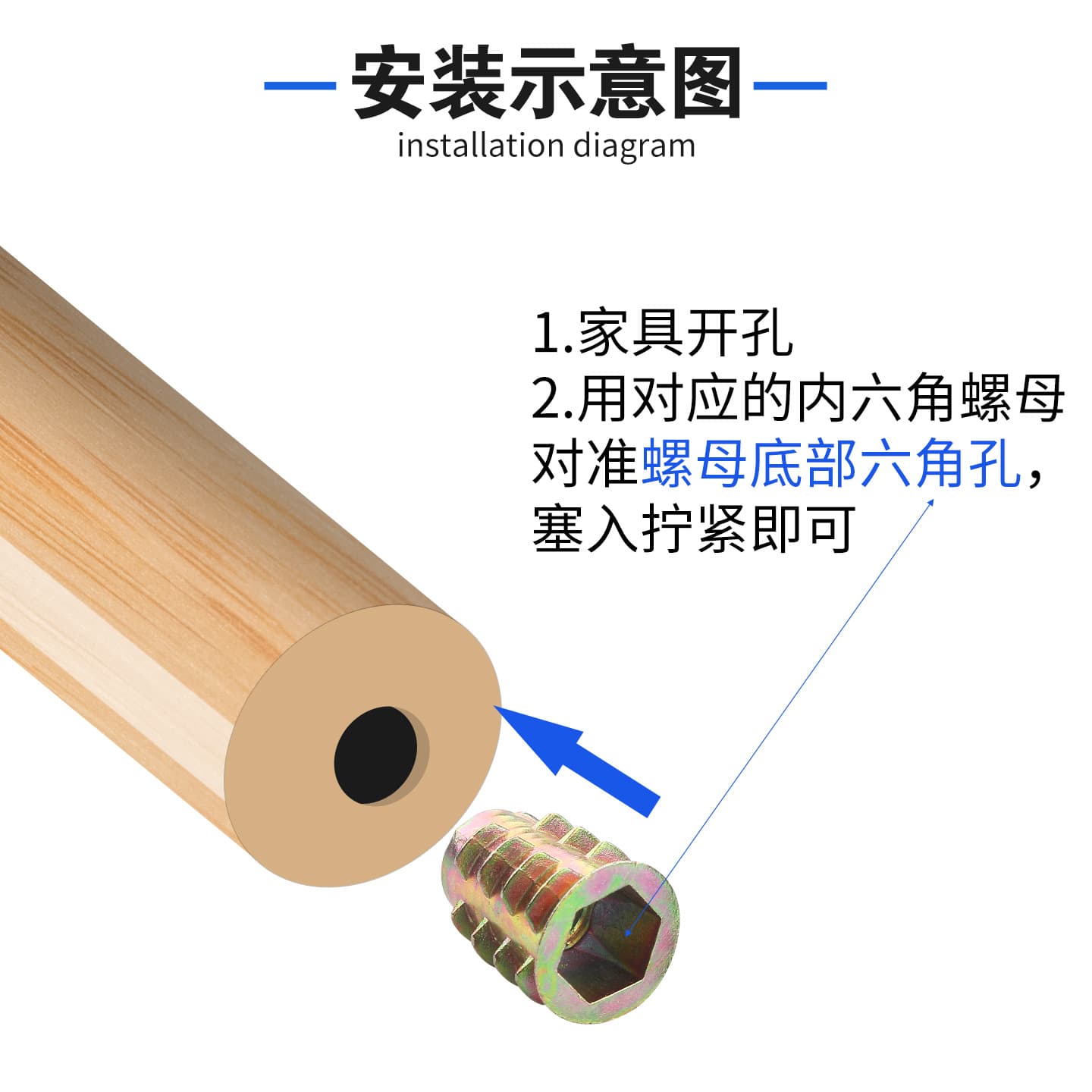 Zinc Alloy Trapezoidal Insert Nut for Wood Furniture 4