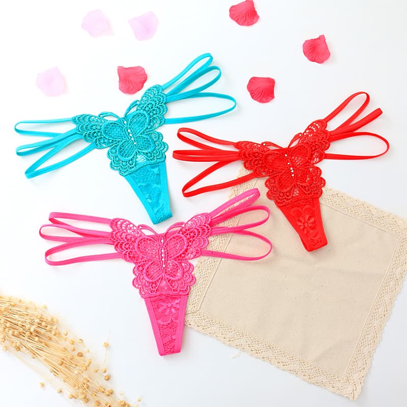Online shop hot -selling sexy butterfly sex panties women's fashion hollow seductive lace pants 9606 2