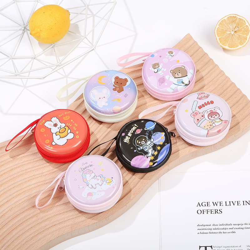 Cute cartoon wallet, card holder, headphones, organizer bag with zipper, small bag, Birthday gift 3
