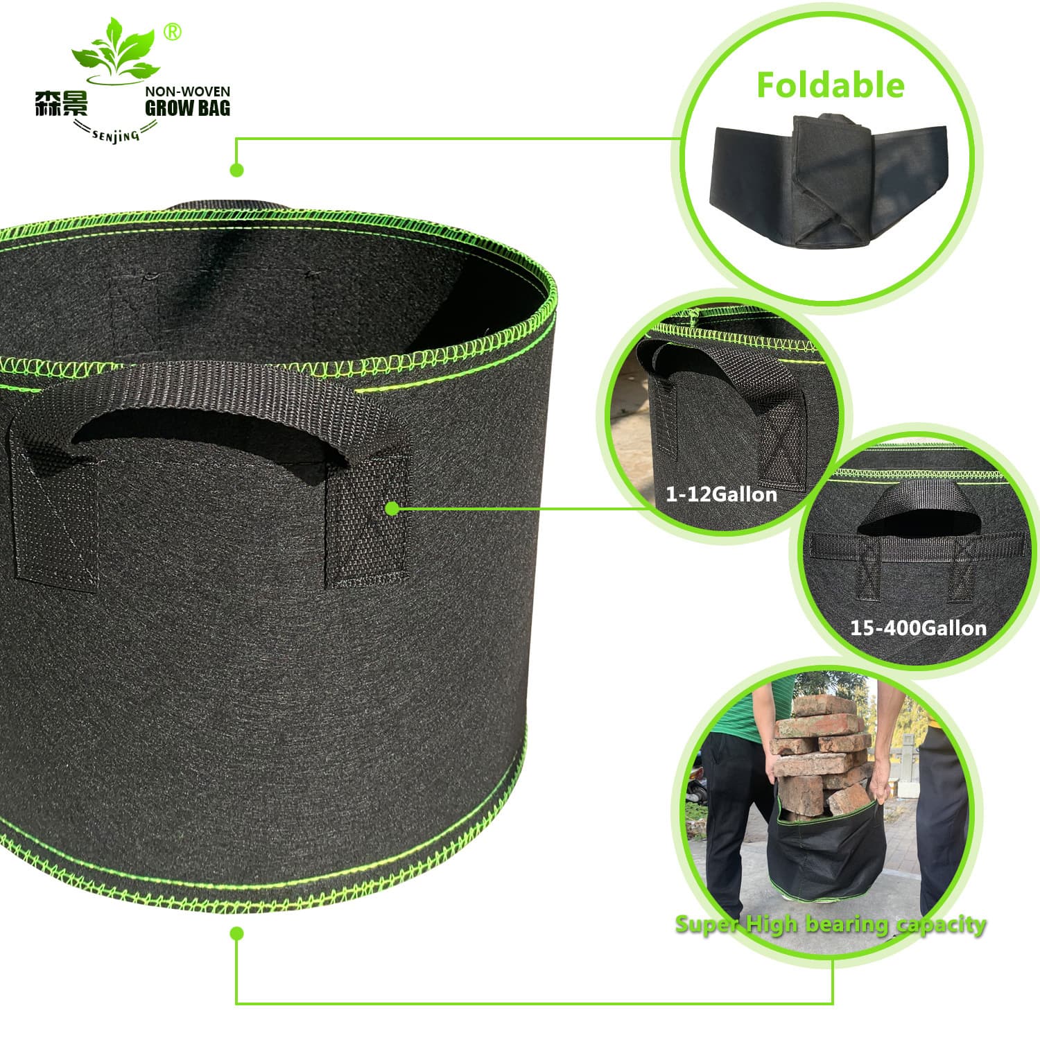 Cross -mirror plant bag Grow Bag Planting Black non -woven measuring bagbagsbuilding bag growing bags for seedling pots 2