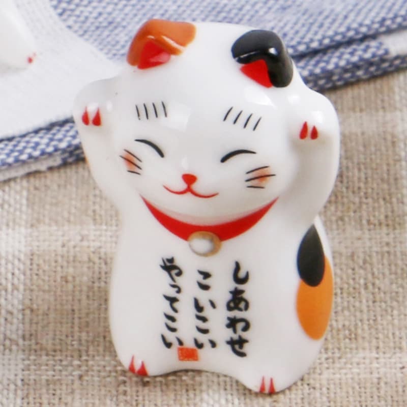 Cultural innovation Zakka Japanese -style ceramic cat -chopsticks chopsticks shelf ceramic painted kittens flower pet decoration 4