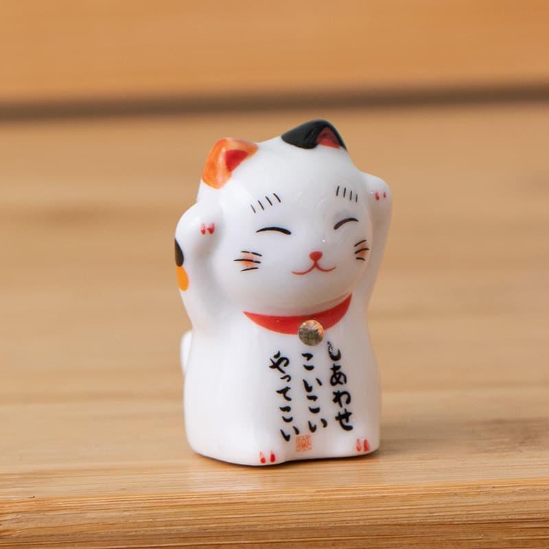 Cultural innovation Zakka Japanese -style ceramic cat -chopsticks chopsticks shelf ceramic painted kittens flower pet decoration 5