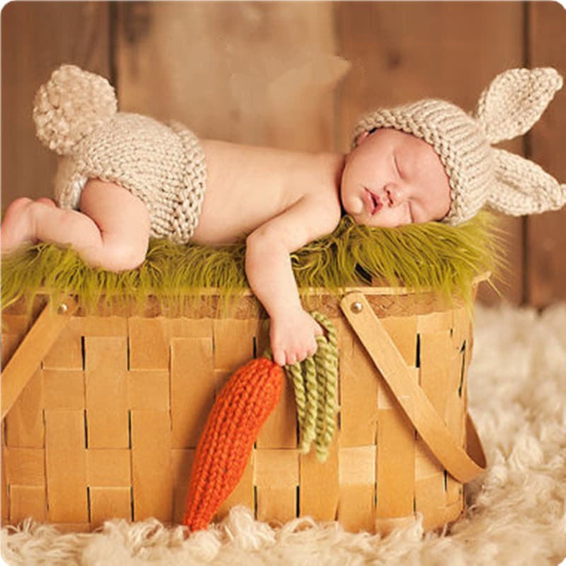 (Cross-border trading), rabbit, photography props, set, woolen woven crochet, hat, trousers, children's clothing 2