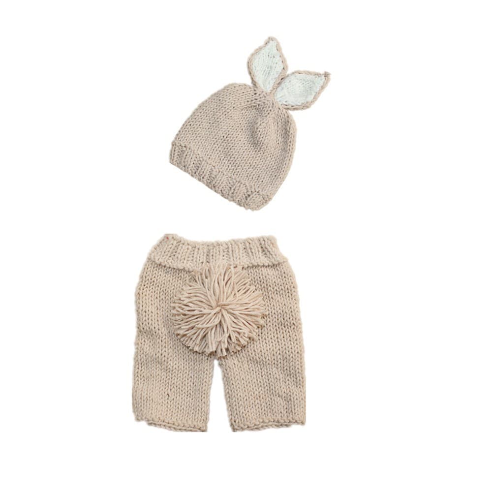 (Cross-border trading), rabbit, photography props, set, woolen woven crochet, hat, trousers, children's clothing 5