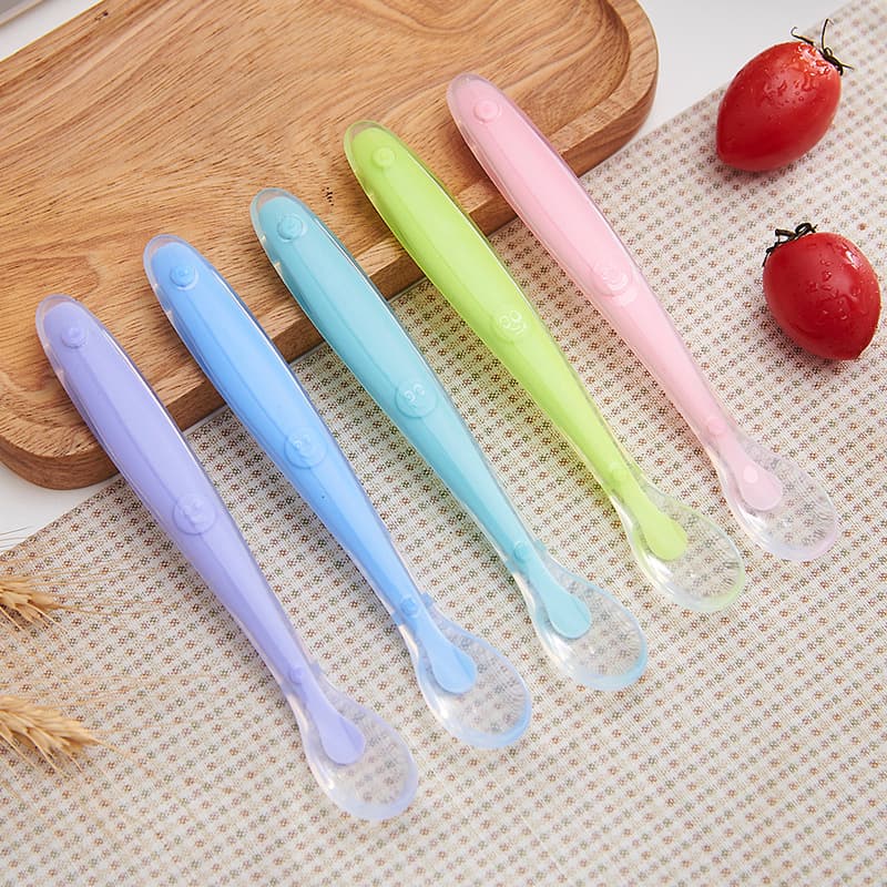 Children's silicone spoon for training, tableware, set for mother and baby