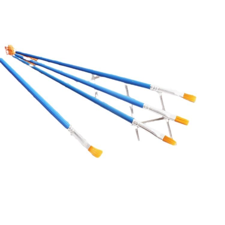 Cross -border plastic digital oil painting pen painting universal brush 6.5cm oil painting pen blue rod yellow hair flat head pen 5