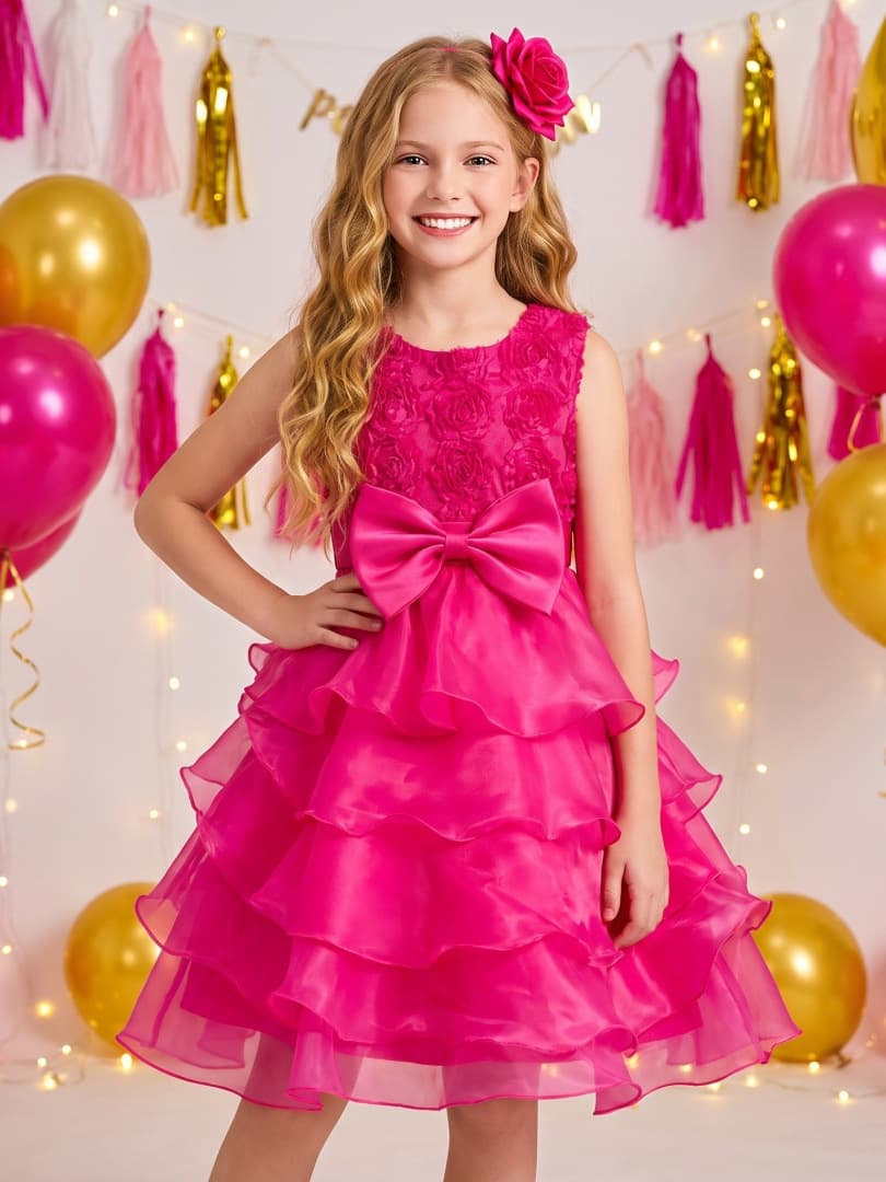 (Wholesale), small princess costume with bow, flower girl dress, piano performance costume, roses, Birthday gift