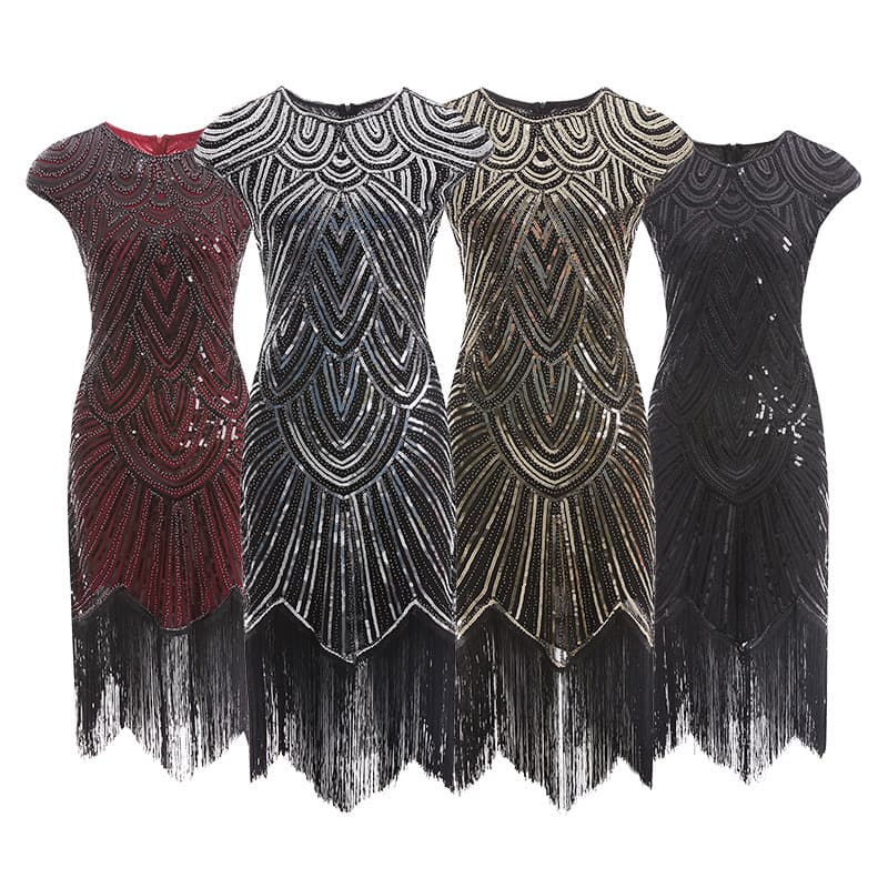 Quality woven retro evening dress, Amazon, with sequins, 1920s retro, European style 2