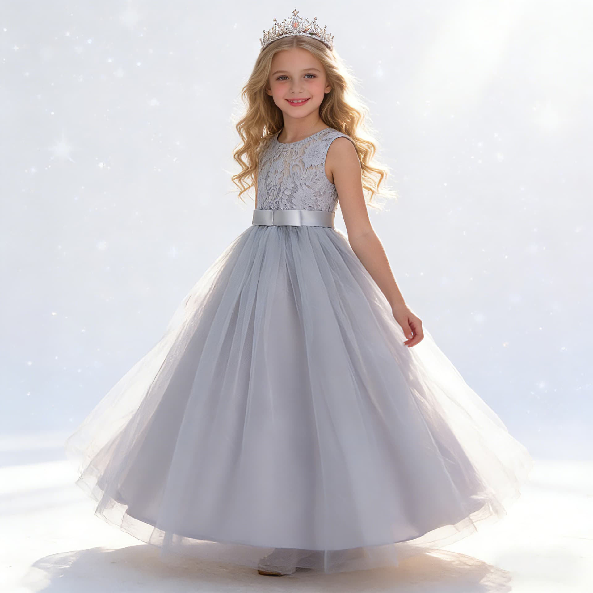 Small princess costume, lace long wedding dress, for teenagers, tutu skirt 2
