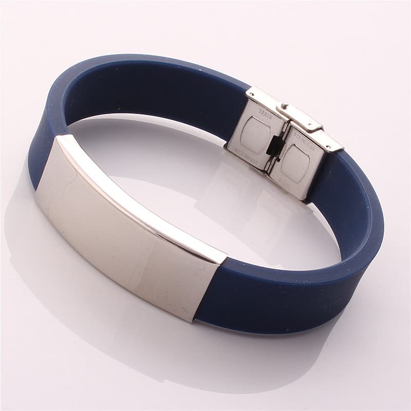 (Wholesale), glossy silicone bracelet stainless steel, Korean style 2