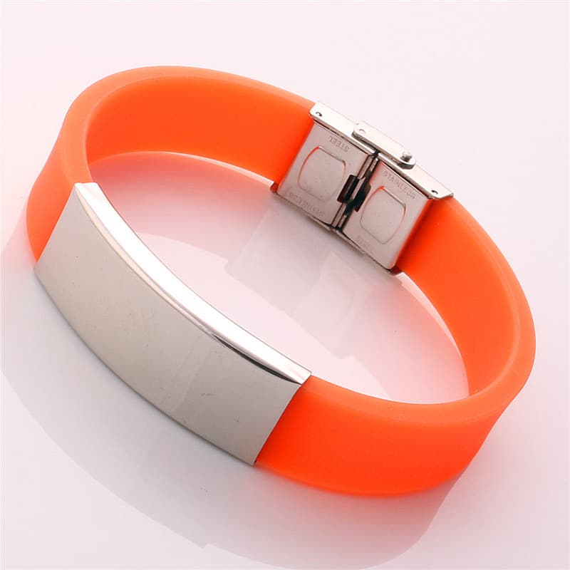 (Wholesale), glossy silicone bracelet stainless steel, Korean style 4