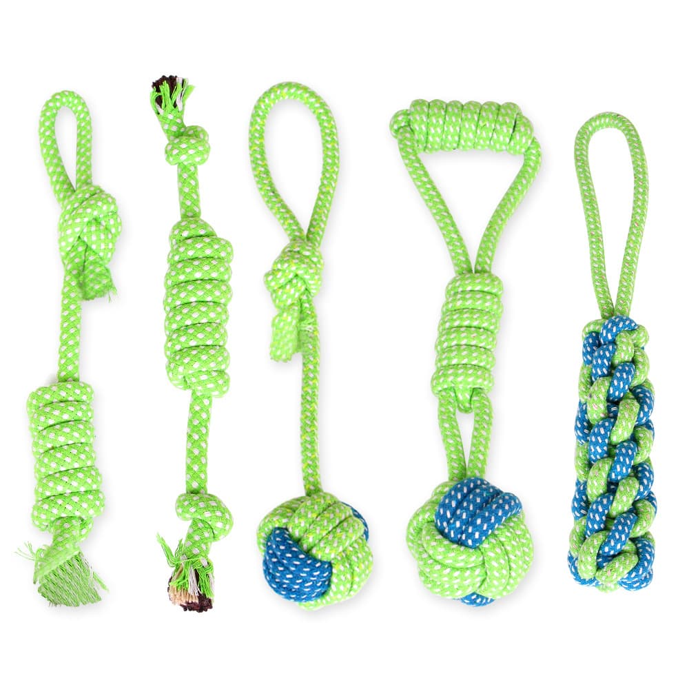 Dog cotton rope toys Pet toys Dog cotton rope toys teeth cleaning dog biting rope combination set 2