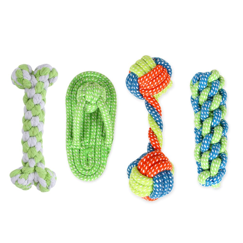 Dog cotton rope toys Pet toys Dog cotton rope toys teeth cleaning dog biting rope combination set 3