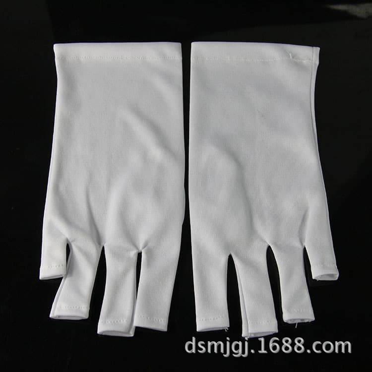 White protective short gloves for manicure, fingerless 2