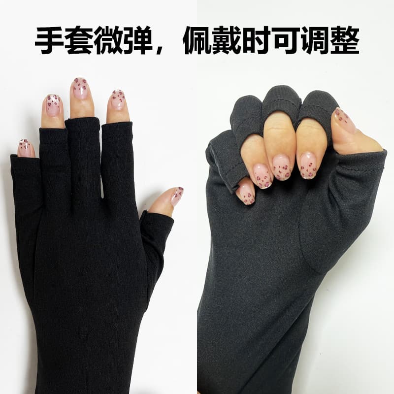 White protective short gloves for manicure, fingerless 4