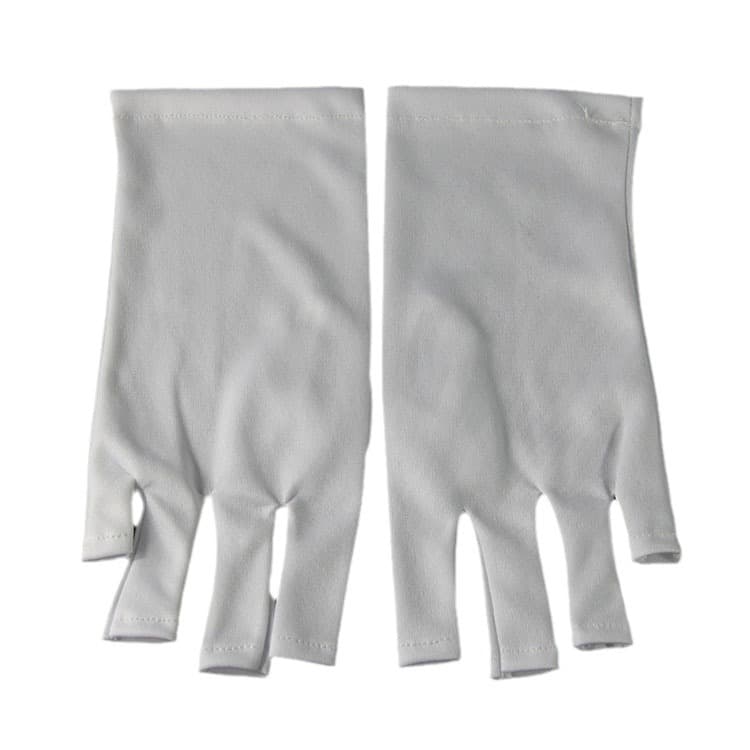 White protective short gloves for manicure, fingerless 5
