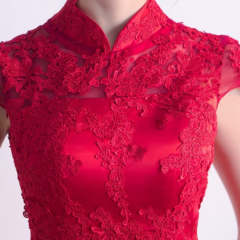 Sexy red fashionable short evening dress, Chinese style, slim fit 3