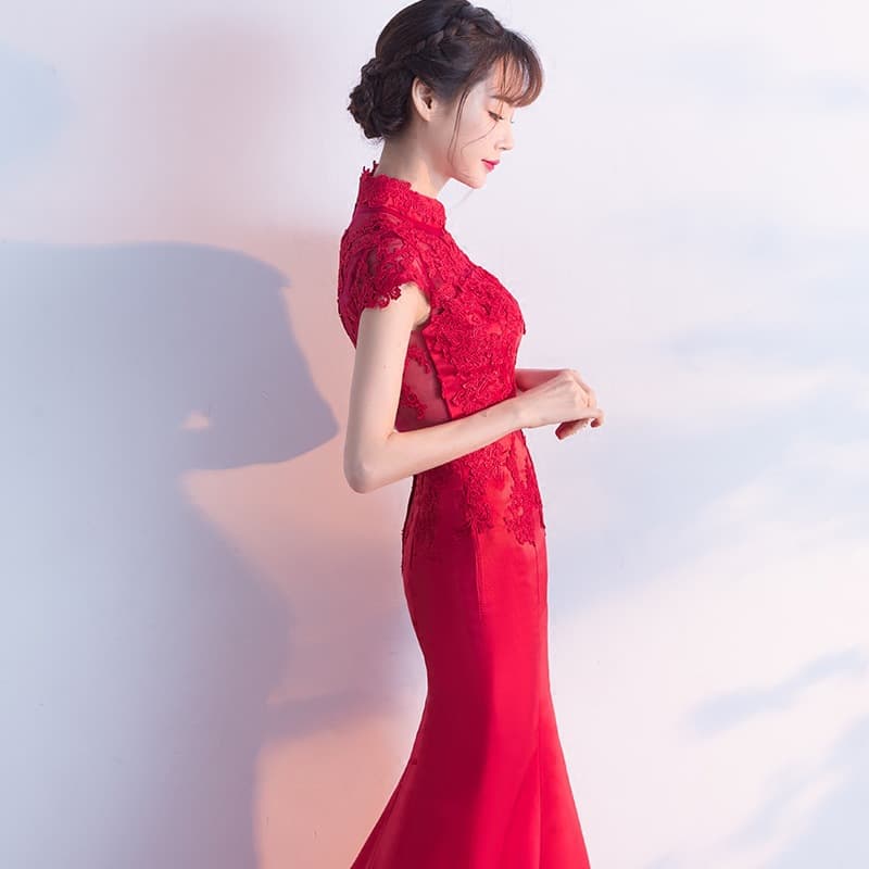 Sexy red fashionable short evening dress, Chinese style, slim fit 4