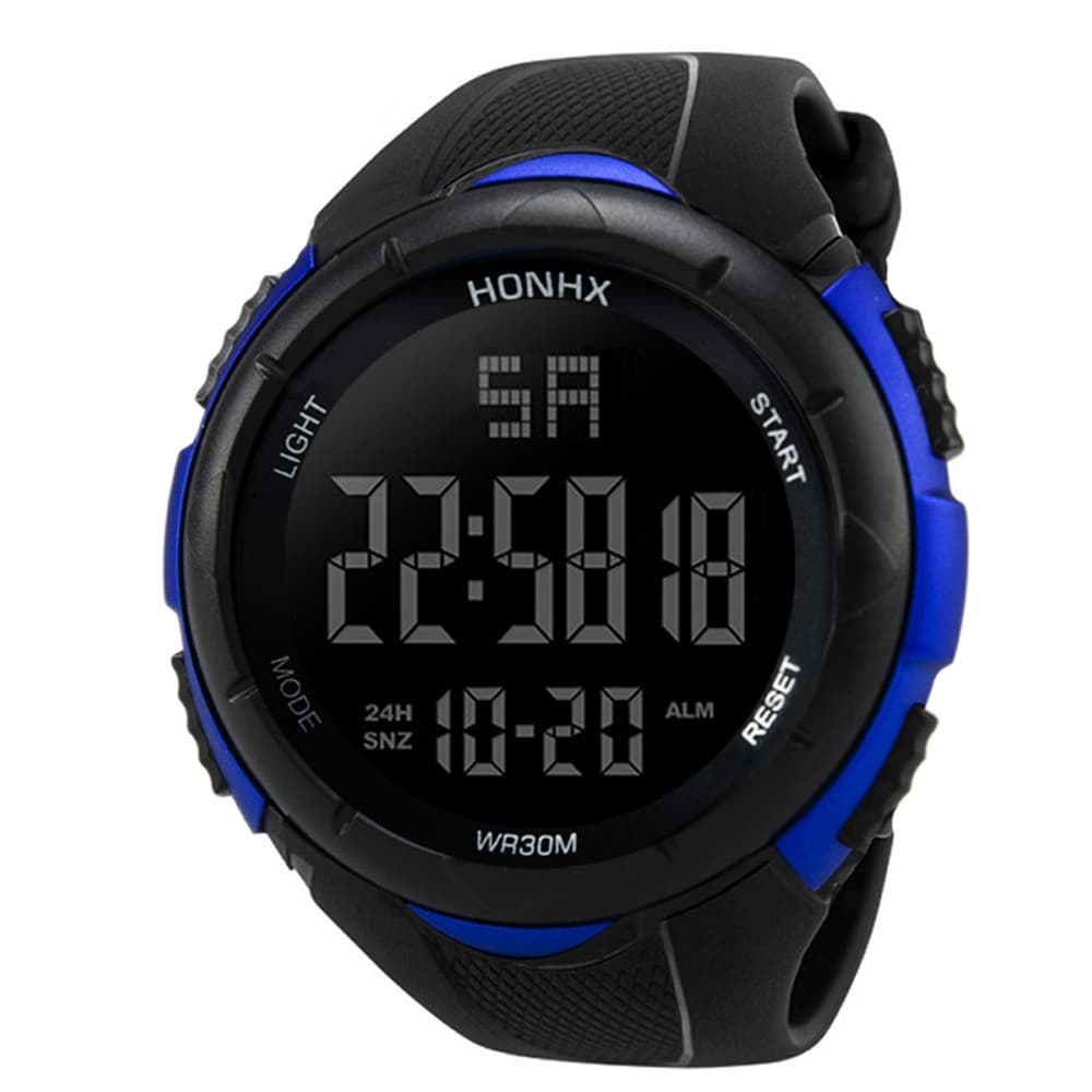 Factory wholesale honhx men's electronic watch negative black surface black screen large screen sports table 3001F 2