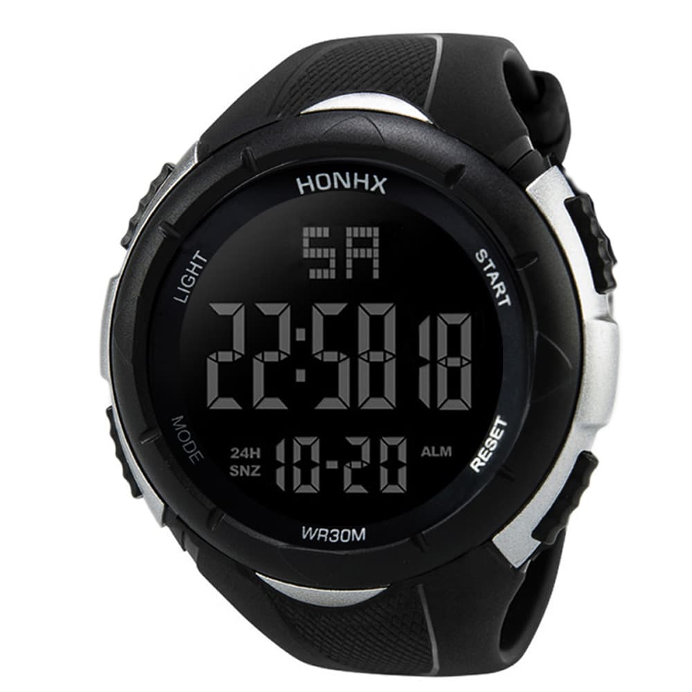 Factory wholesale honhx men's electronic watch negative black surface black screen large screen sports table 3001F 3