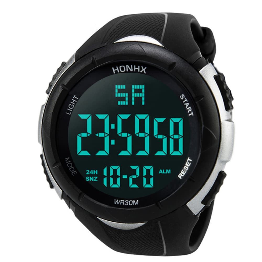 Factory wholesale honhx men's electronic watch negative black surface black screen large screen sports table 3001F 5