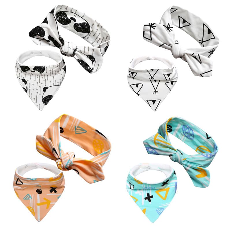 Brand children's eating bib, set, headband, scarf, accessory, 2 pieces