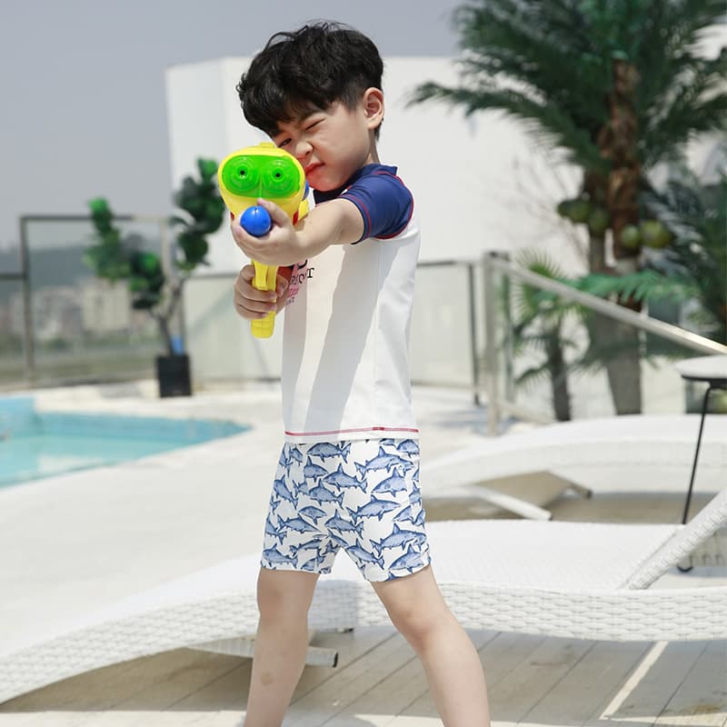Split swimwear for boys, uniform, beach set, children's shark, new collection, sun protection, print 2
