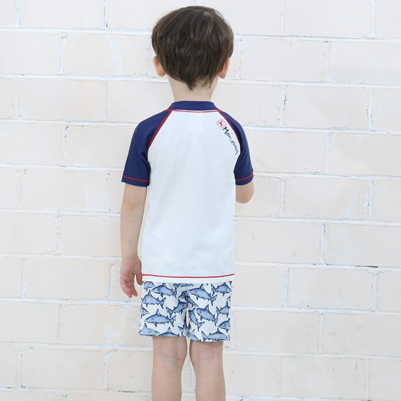 Split swimwear for boys, uniform, beach set, children's shark, new collection, sun protection, print 3