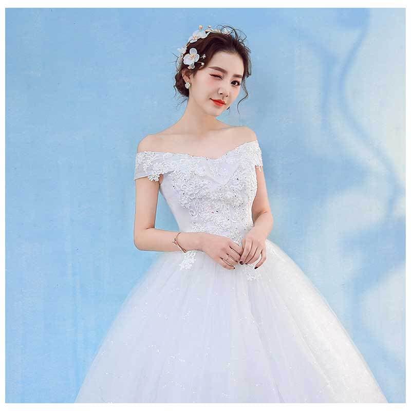 Wedding dress for bride, open shoulders, Korean style, princess style 5