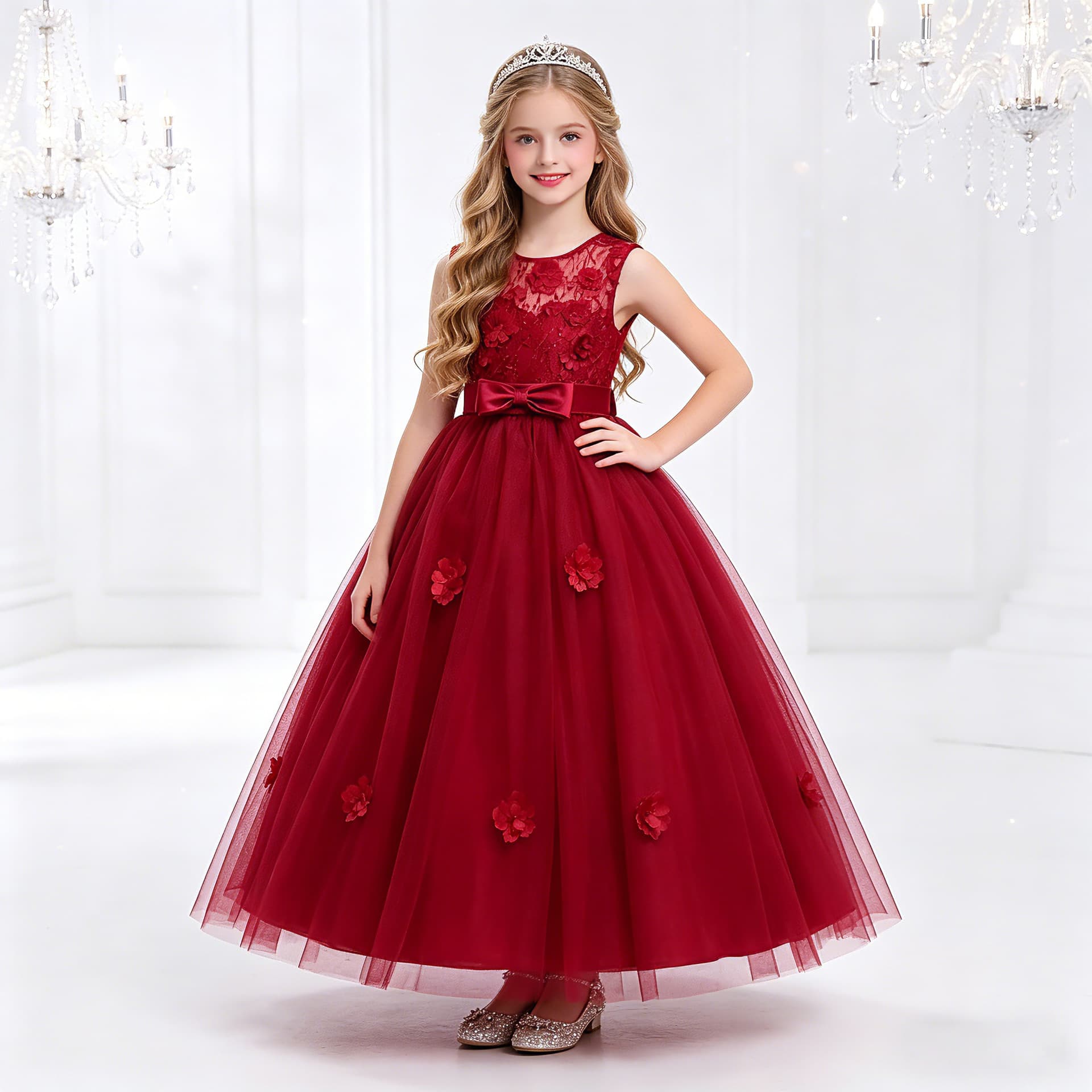 (Wholesale), evening dress, girl's skirt, long skirt, piano performance costume, European style, new collection, for catwalk, flowered