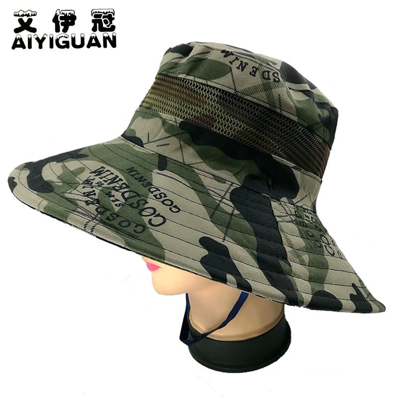 (Wholesale), men's travel mesh breathable camouflage sun hat