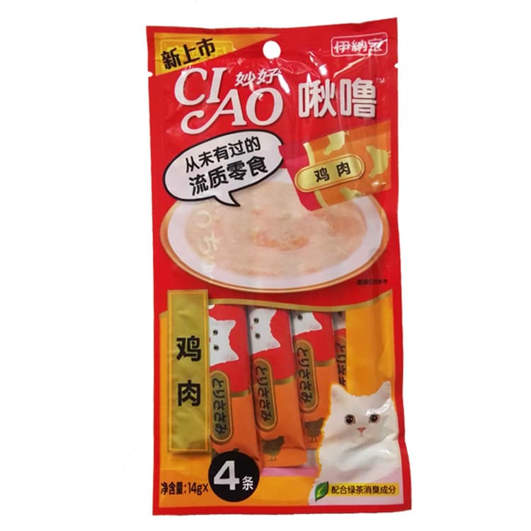 Miaohao Jiulu Cat Snack Strips, Fish & Meat Wet Food, 4-Pack 4
