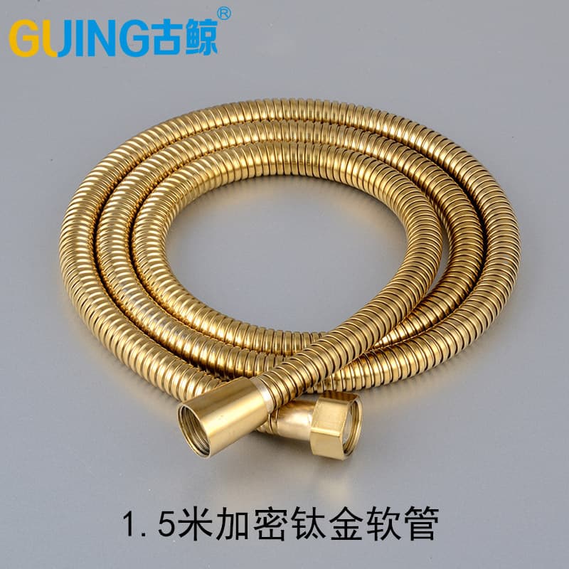 Gold -plated black shower hose nozzle stainless steel shower pipe space aluminum shower seat universal black gold model 3