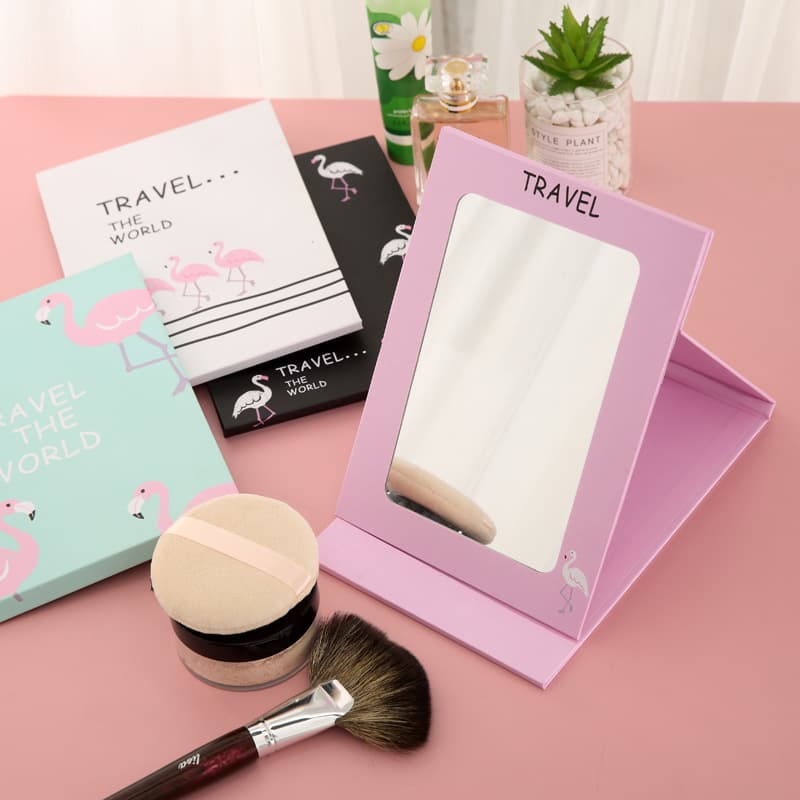 Cartoon folding makeup mirror portable cartoon dormitory paper mirror cute pocket portable cute style 3