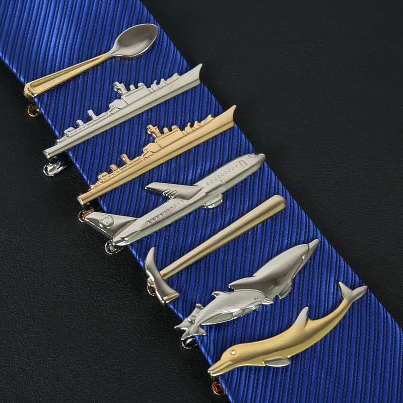 Men's tie, fashionable airplane, ship, metallic color, (Physicals) 2