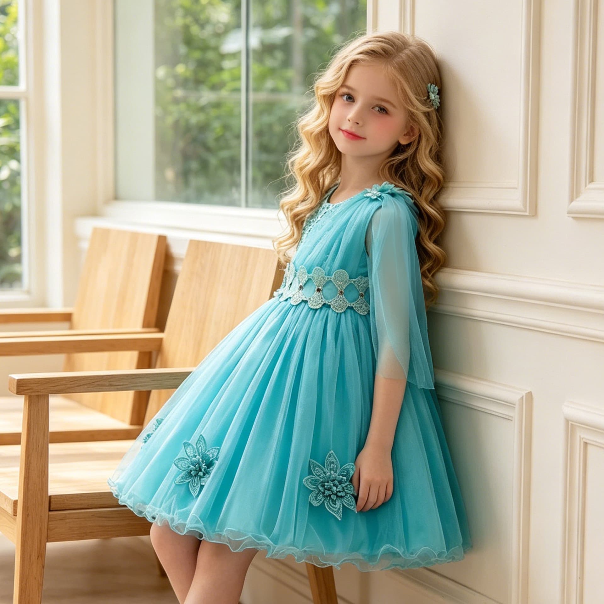 Summer children's wedding dress, skirt with bow, for teenagers