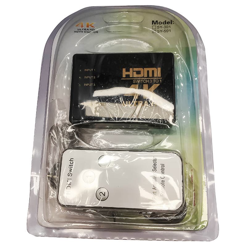 HDMI switcher, three inputs and one output, 4K high-definition video distribution, supports 3D computer TV game console switching 5
