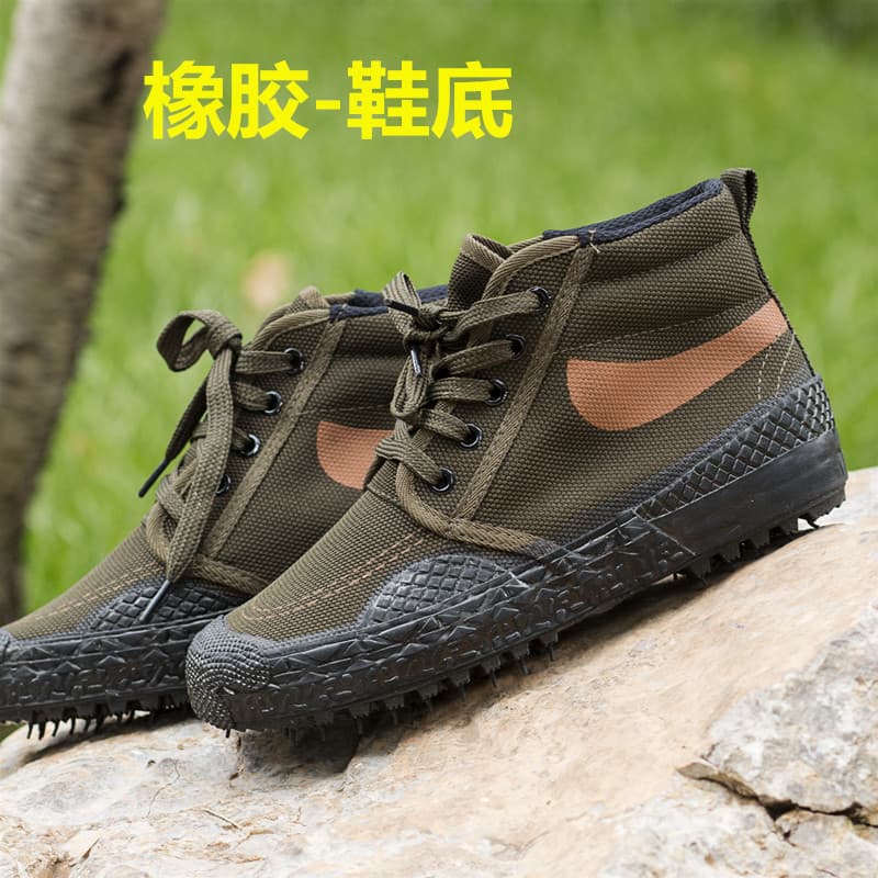 Factory wholesale military training shoe construction site labor insurance liberation shoes men's shoes high -top construction farmland labor insurance yellow gel shoes 2