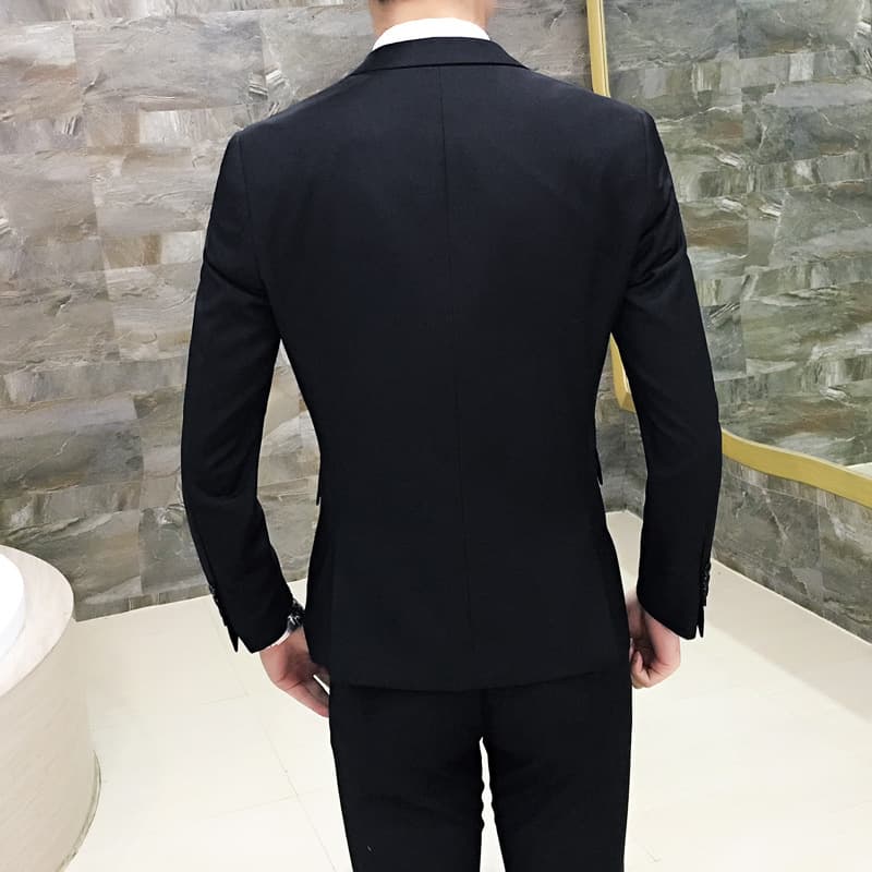 Men's set, professional classic suit jacket, Korean style, 3 piece set, slim fit 4