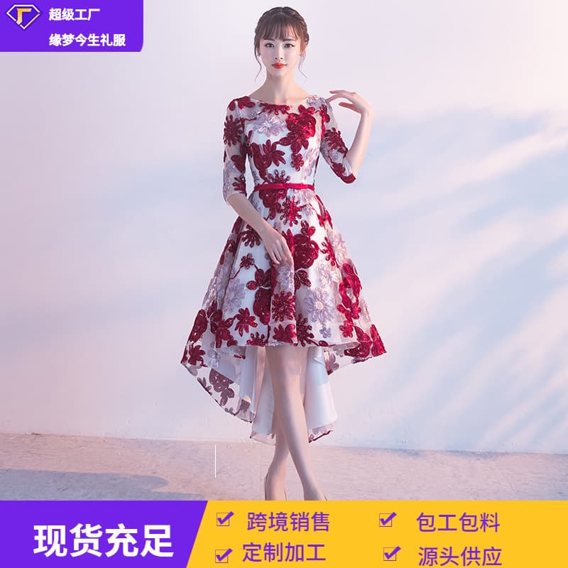Fashionable evening dress, city style, asymmetric cut